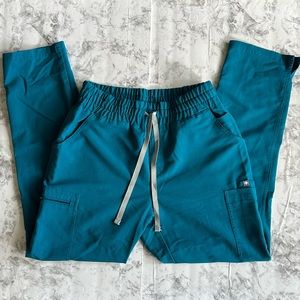 FIGS High Waisted Yola scrub pants — Pacific Blue